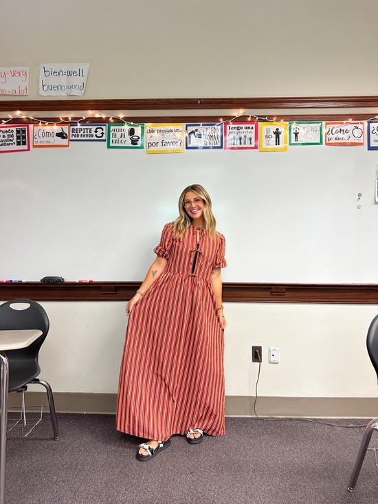 ASOS Dresses & Skirts - ASOS DESIGN tie front puff sleeve maxi dress in brown stripe